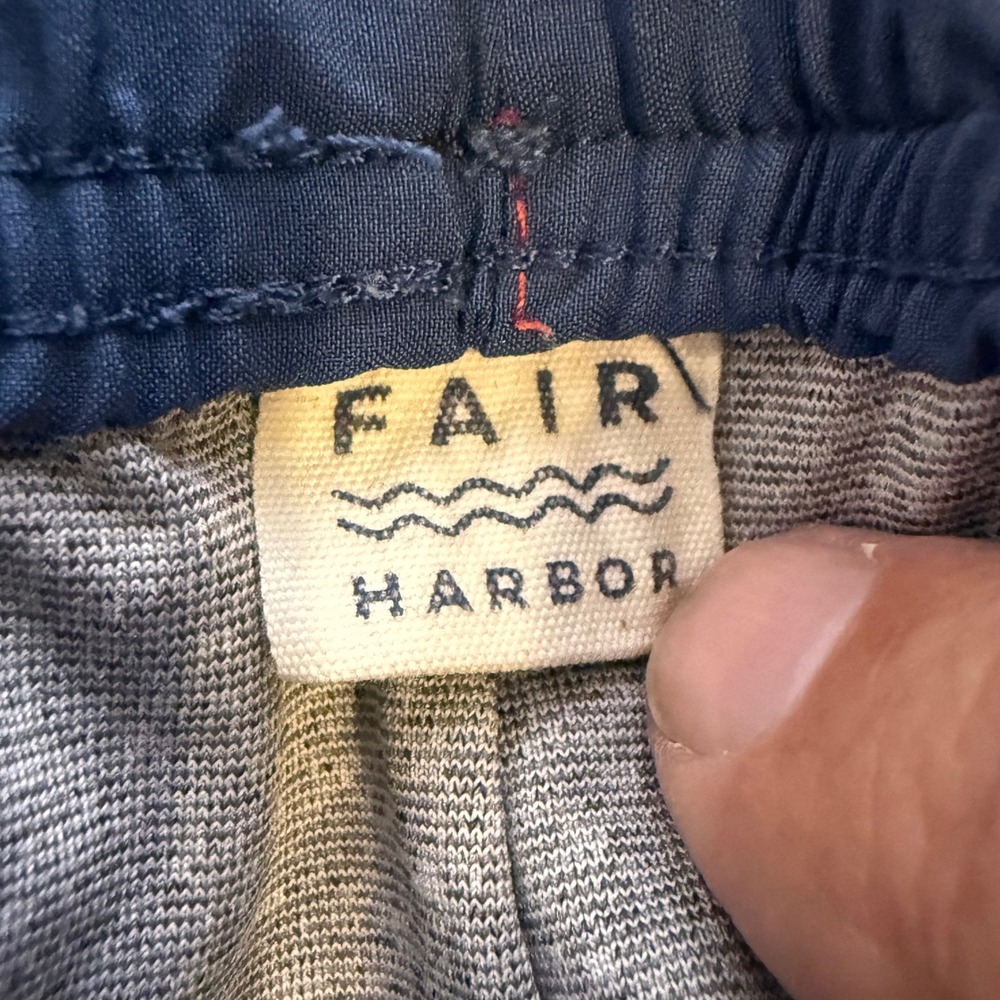 Fair Harbor Mens Tropical Monstera Palm Swim Trunks Blue Green Large 8in Inseam - Picture 5 of 7